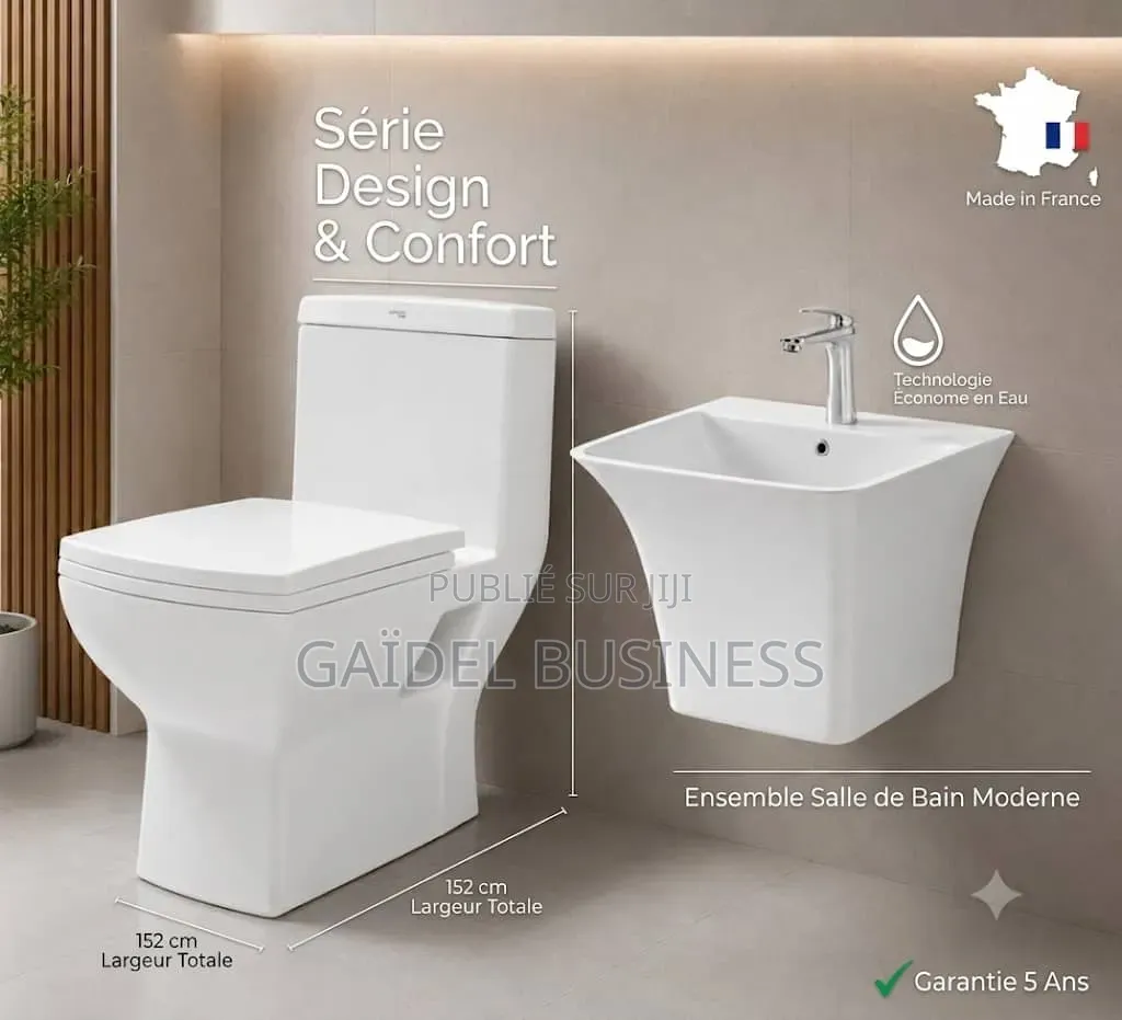 Ensemble Sanitaire Moderne : WC À Poser Lavabo Suspendu