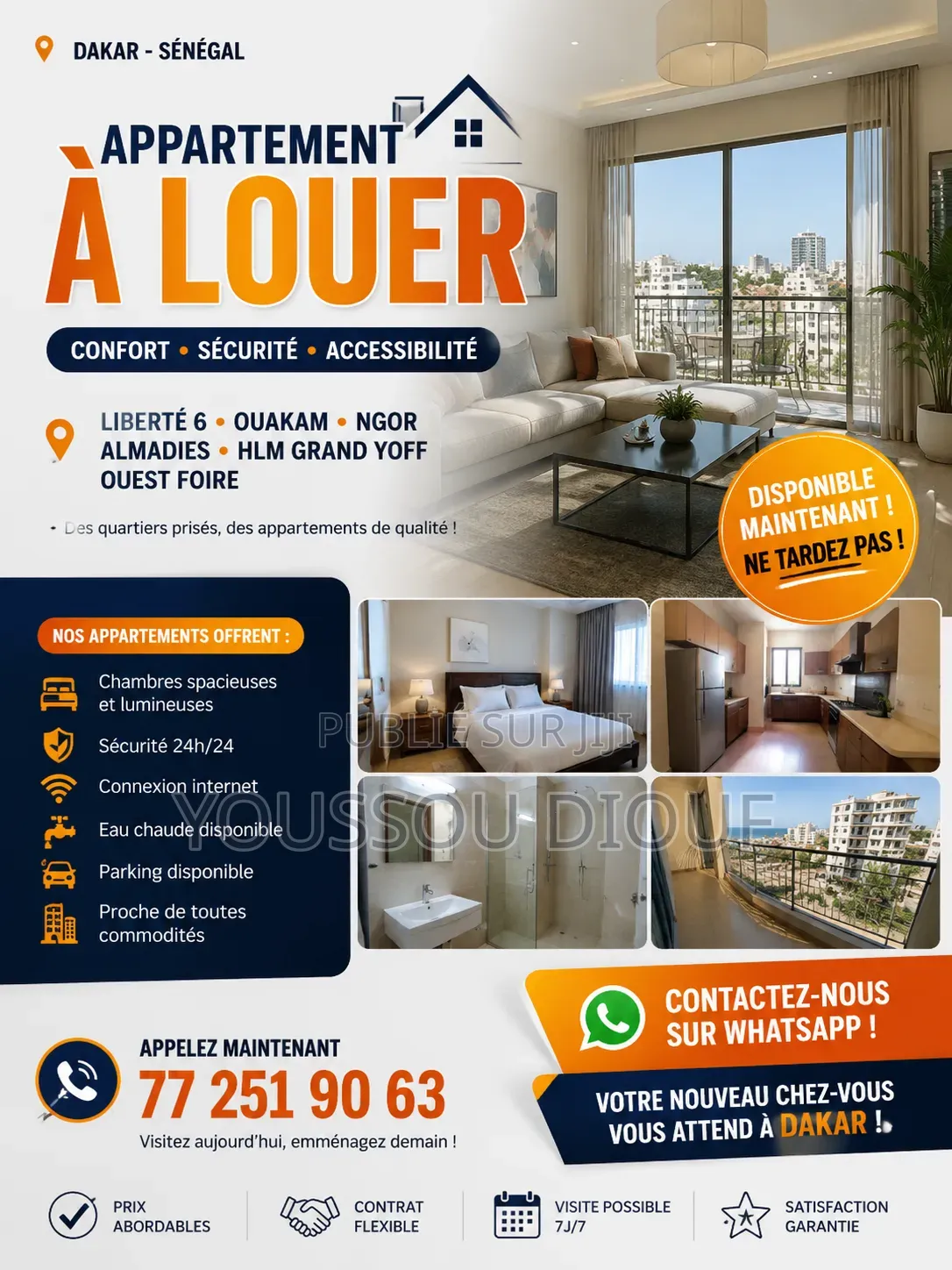 6chbre Appartement dans Planète Services, Grand Yoff à Louer