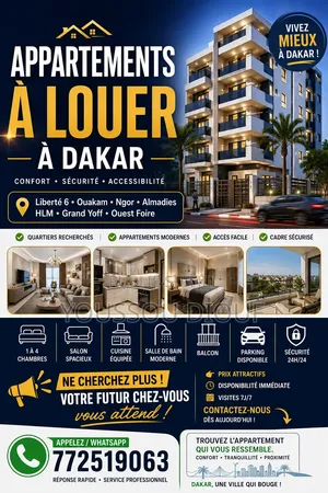 6chbre Appartement dans Planète Services, Grand Yoff à Louer