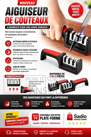 Aiguiseur De Couteaux 3 Étapes – Affûtage Rapide Professionnel