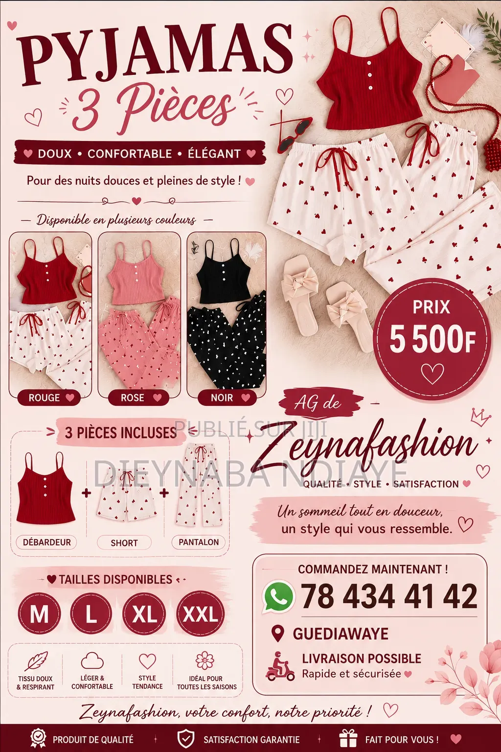 Pijama 3pieces Coton 5500f