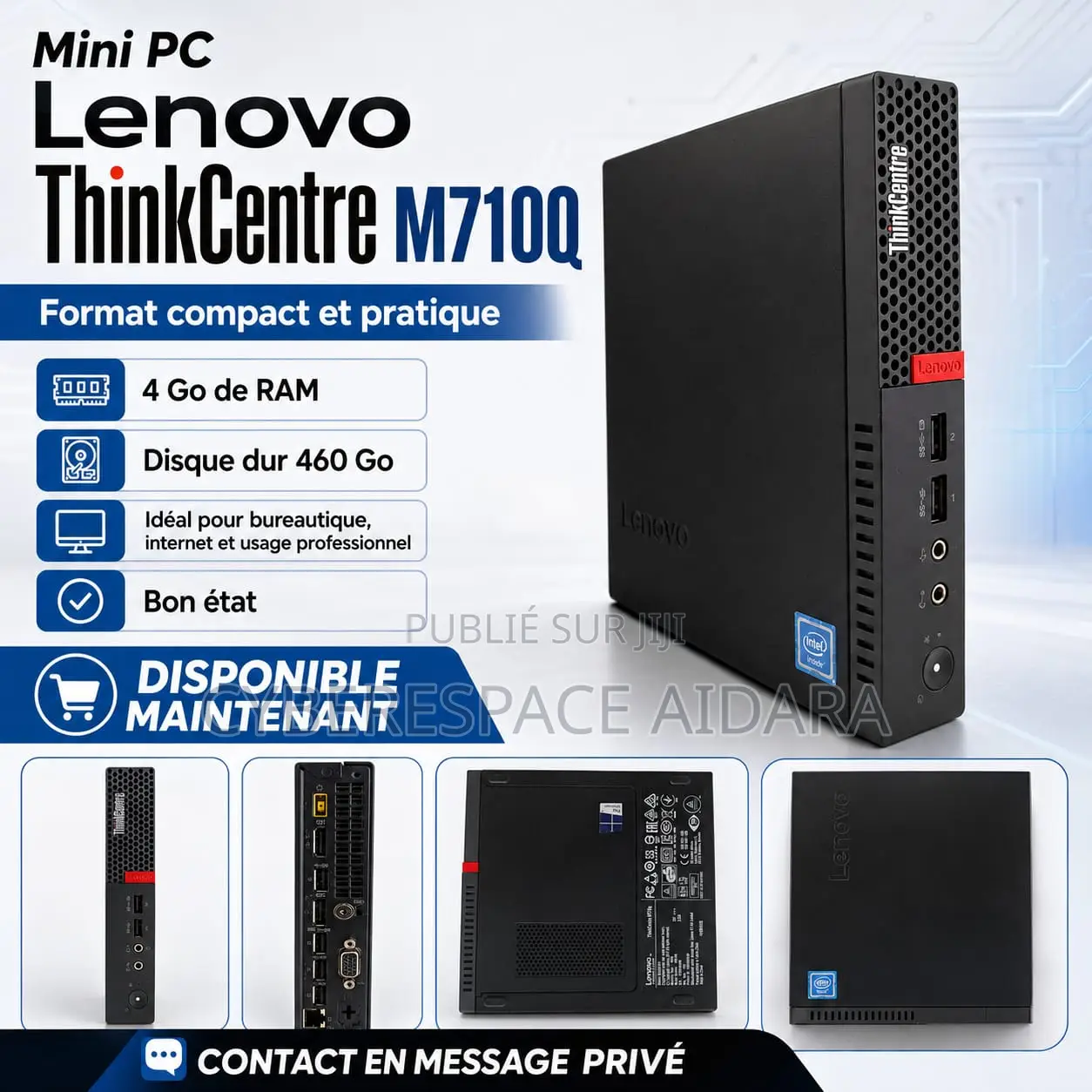 Ordinateur de bureau Lenovo ThinkCentre M710 4GB Intel Xeon SSD 500GB