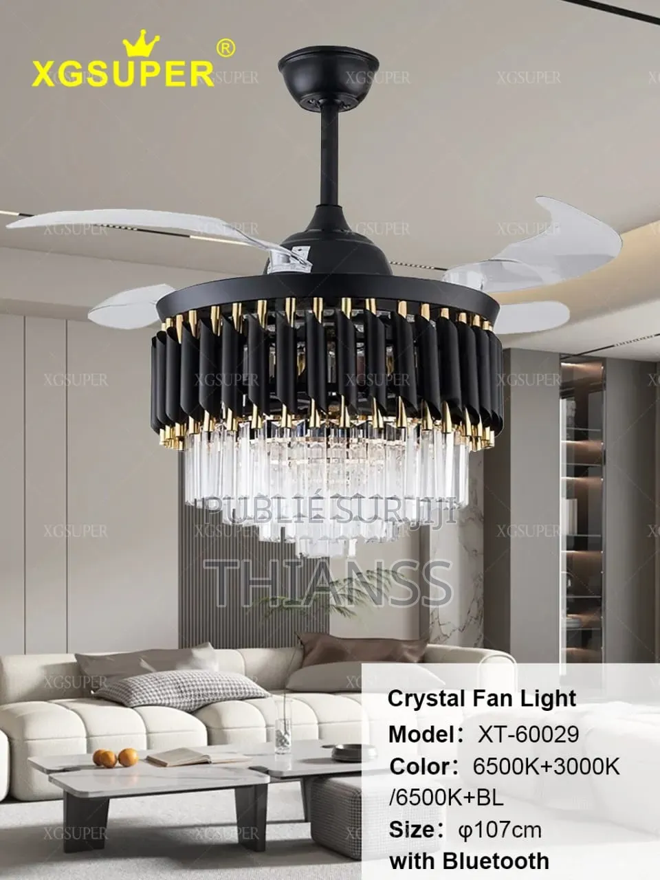 Lampe Lustre Avec Mp3 Et Ventilateur