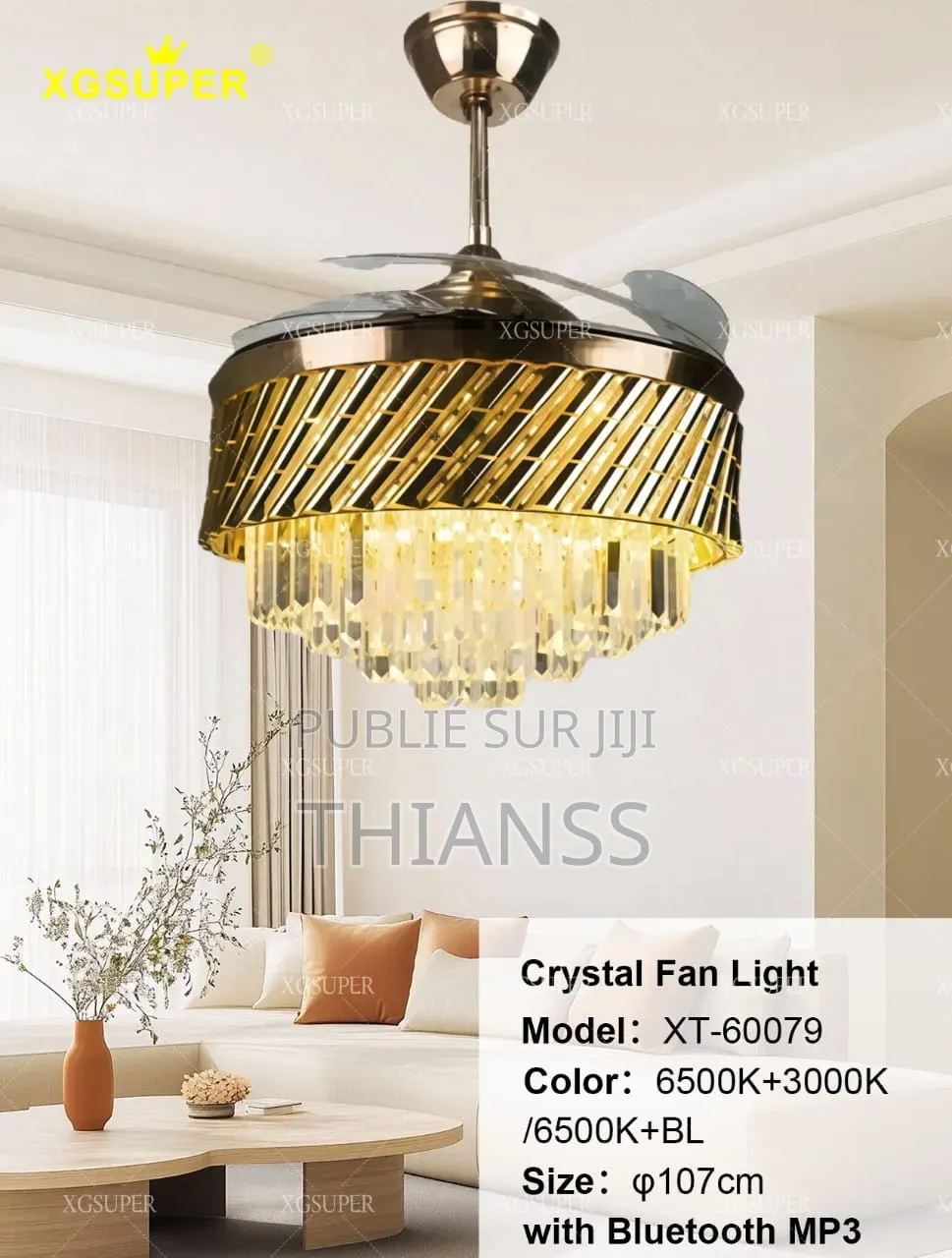 Lampe Lustre Avec Mp3 Et Ventilateur
