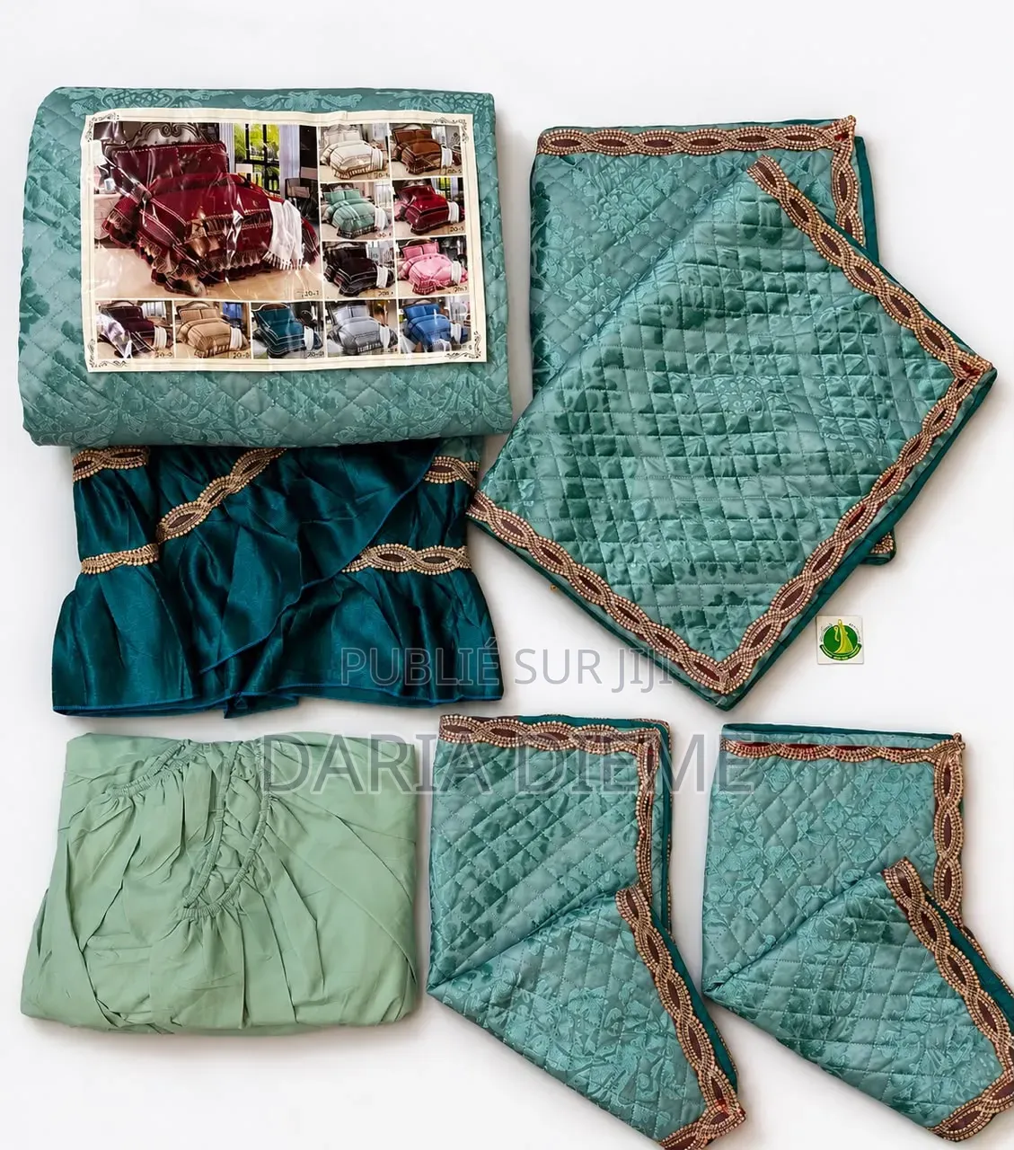 Drap Brodé Velours 6 Pièces ( 1 Draps Brodé Velour 1 Housse Coton