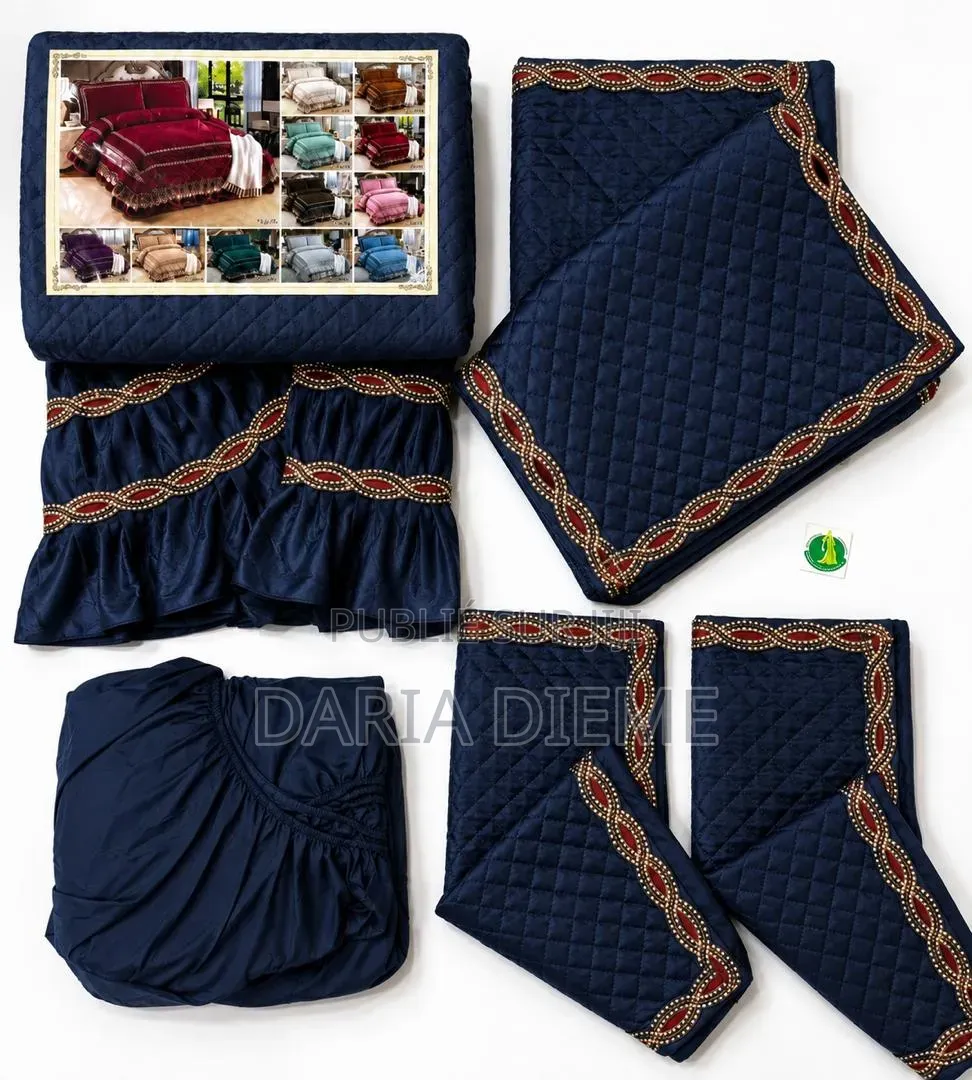 Drap Brodé Velours 6 Pièces ( 1 Draps Brodé Velour 1 Housse Coton