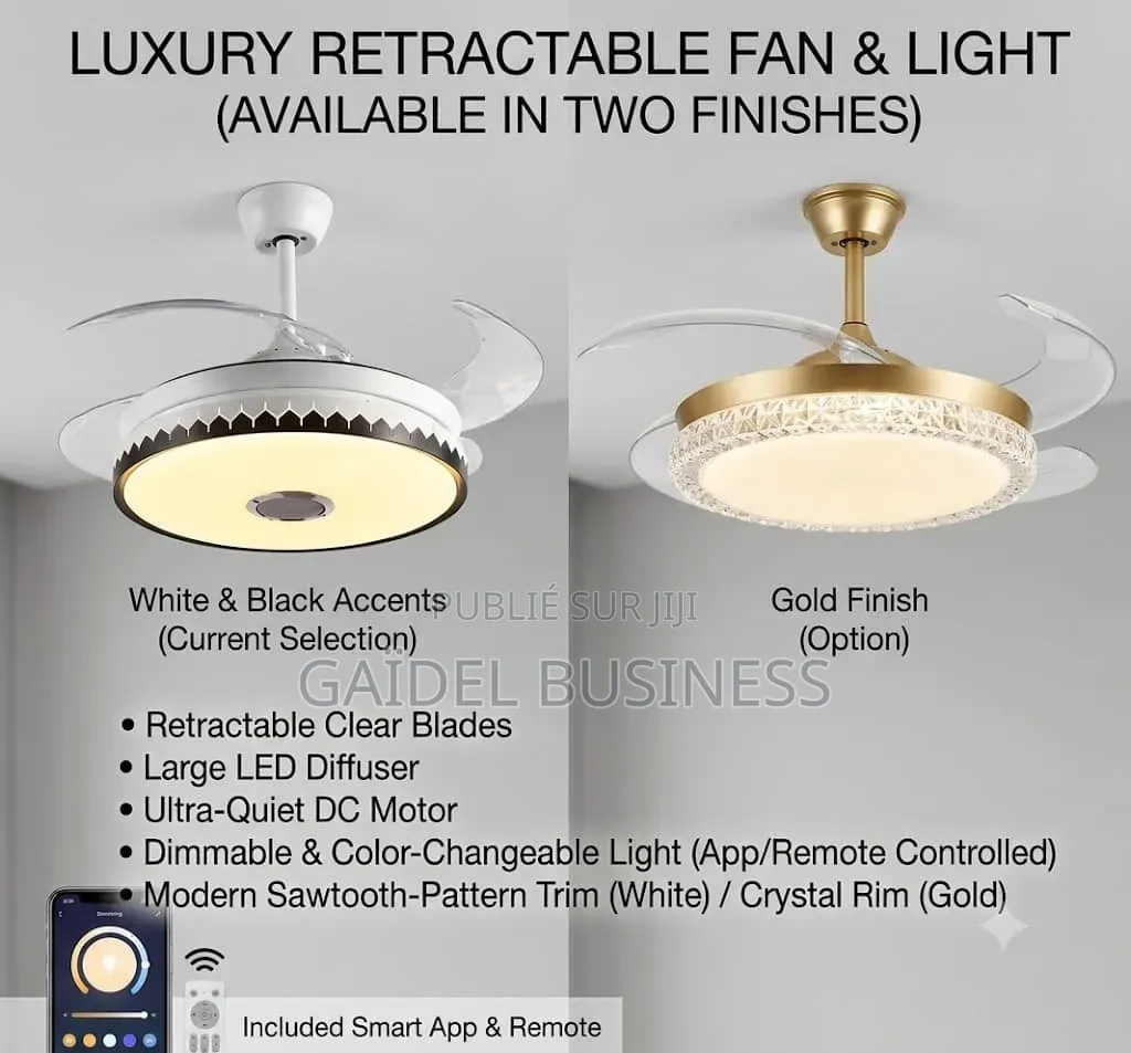 Ventilateur De Plafond Pales Rétractables