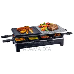 Machine À Raclette Et Grill Électrique Noir Gris 1500W