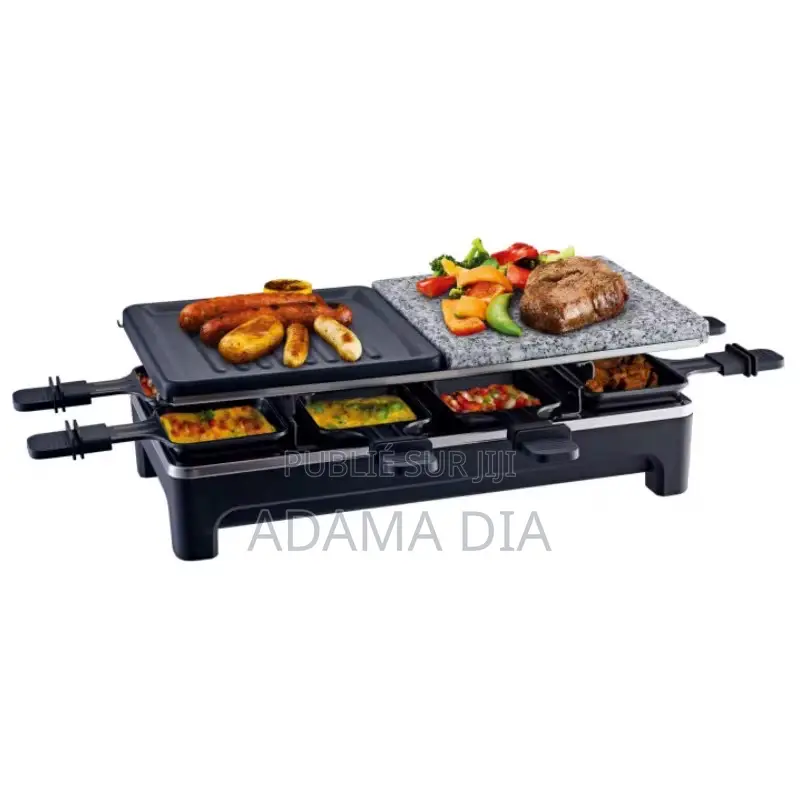 Machine À Raclette Et Grill Électrique Noir Gris 1500W