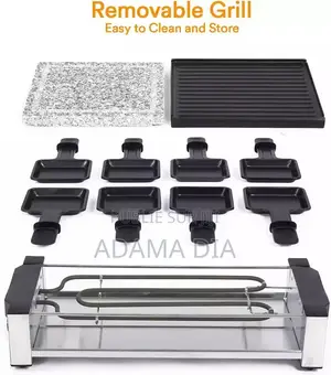 Machine À Raclette Et Grill Électrique Noir Gris 1500W