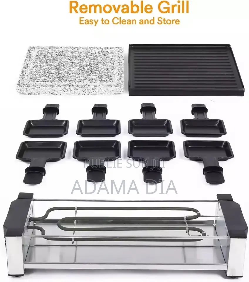 Machine À Raclette Et Grill Électrique Noir Gris 1500W