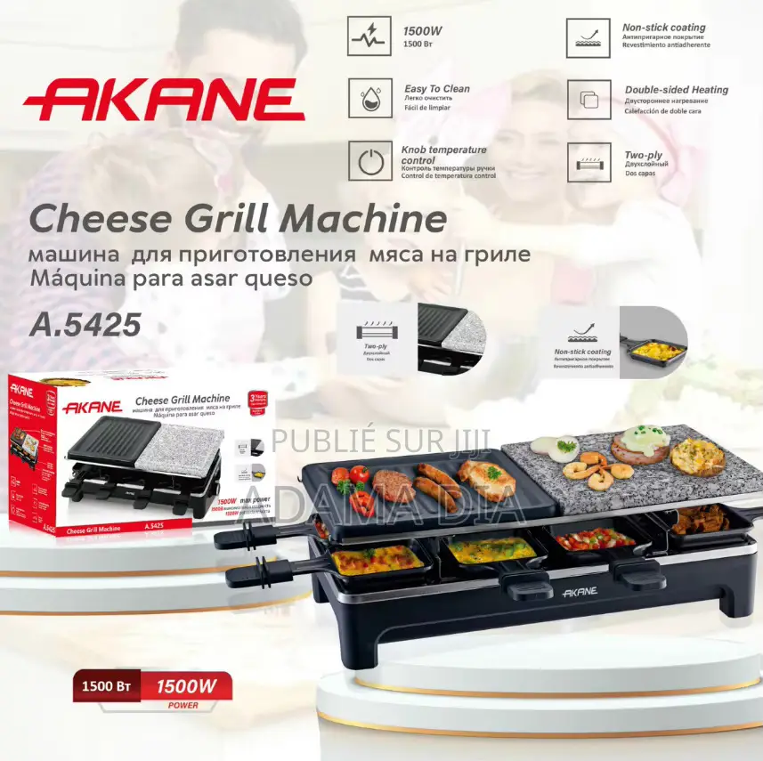 Machine À Raclette Et Grill Électrique Noir Gris 1500W