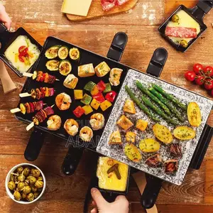 Machine À Raclette Et Grill Électrique Noir Gris 1500W