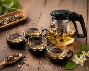 Théière en Verre Avec 4 Tasses