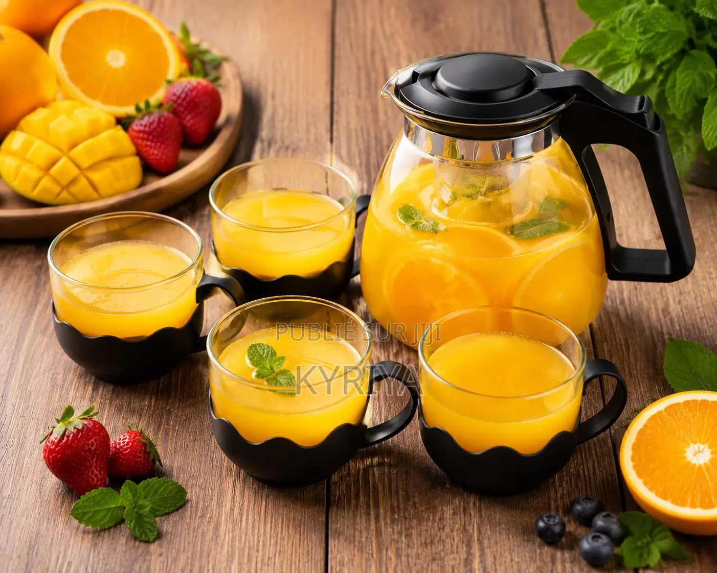 Théière en Verre Avec 4 Tasses