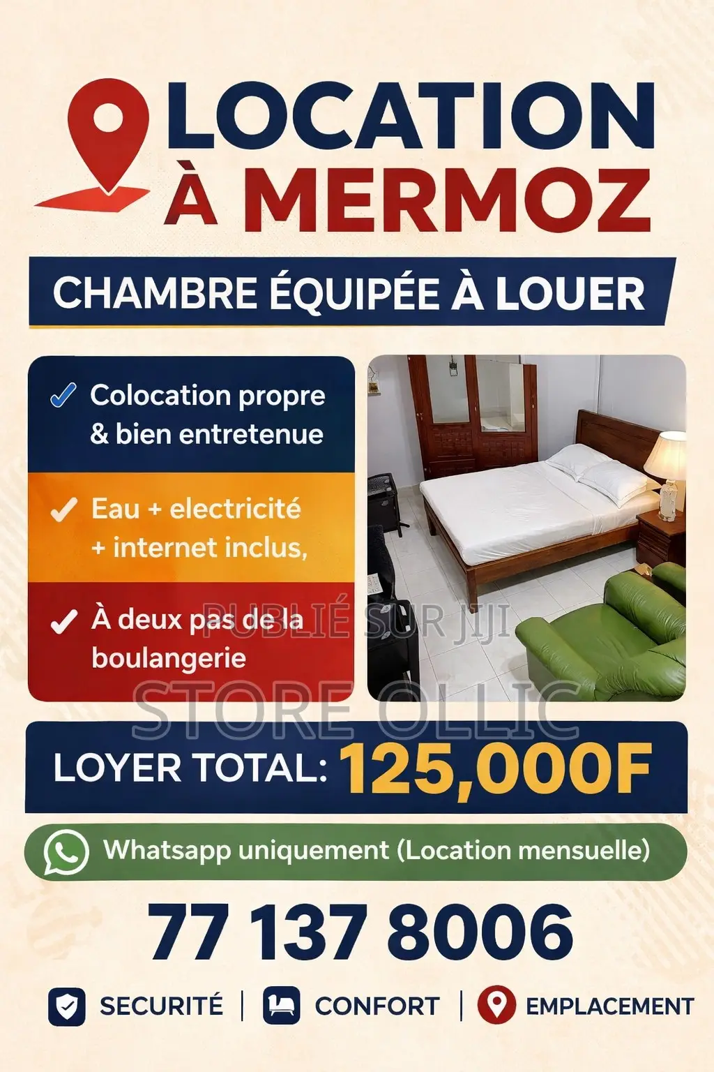 Meublé Mini-plat dans Mermoz Sacré-Cœur à Louer