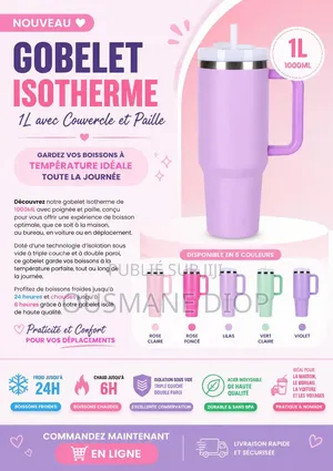 Mug -Gobelet Isotherme Avec Poignée 1,2L
