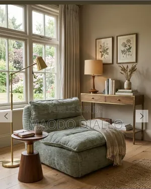 Fauteuil Gael en Tissu Chenille Vert Grisé