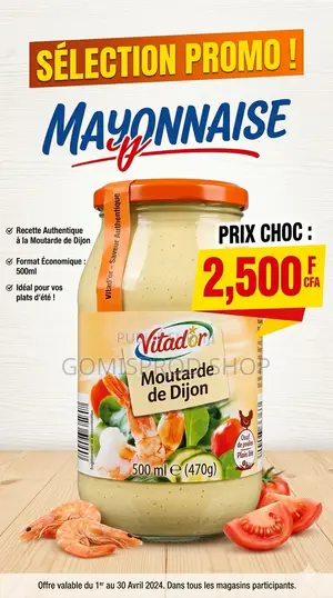Mayonnaise Moutarde De Dijon – Vitad'or – 500 Ml (470g)