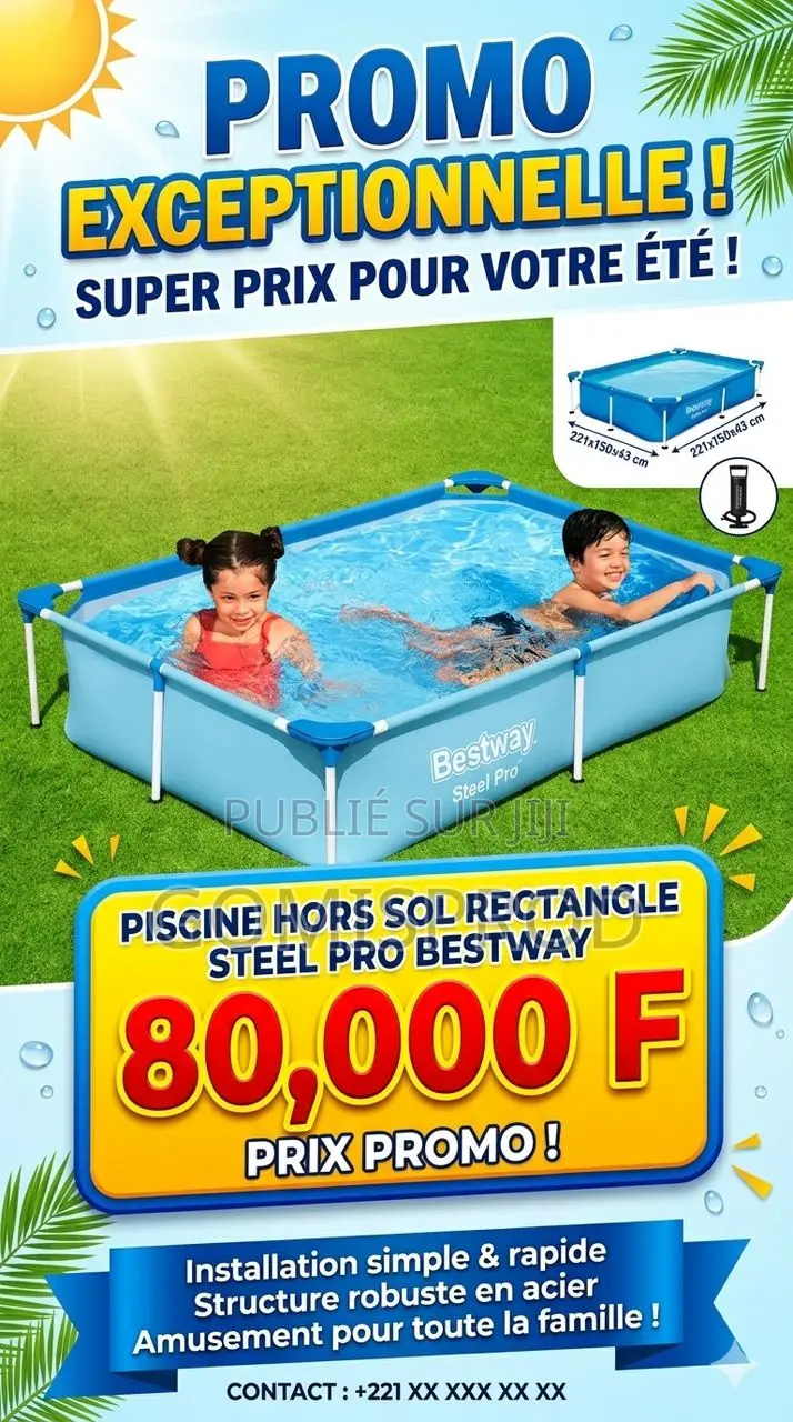 Piscine Hors Sol Rectangle Steel ProTM 221 X 150 X 43 Cm Bleu Clair