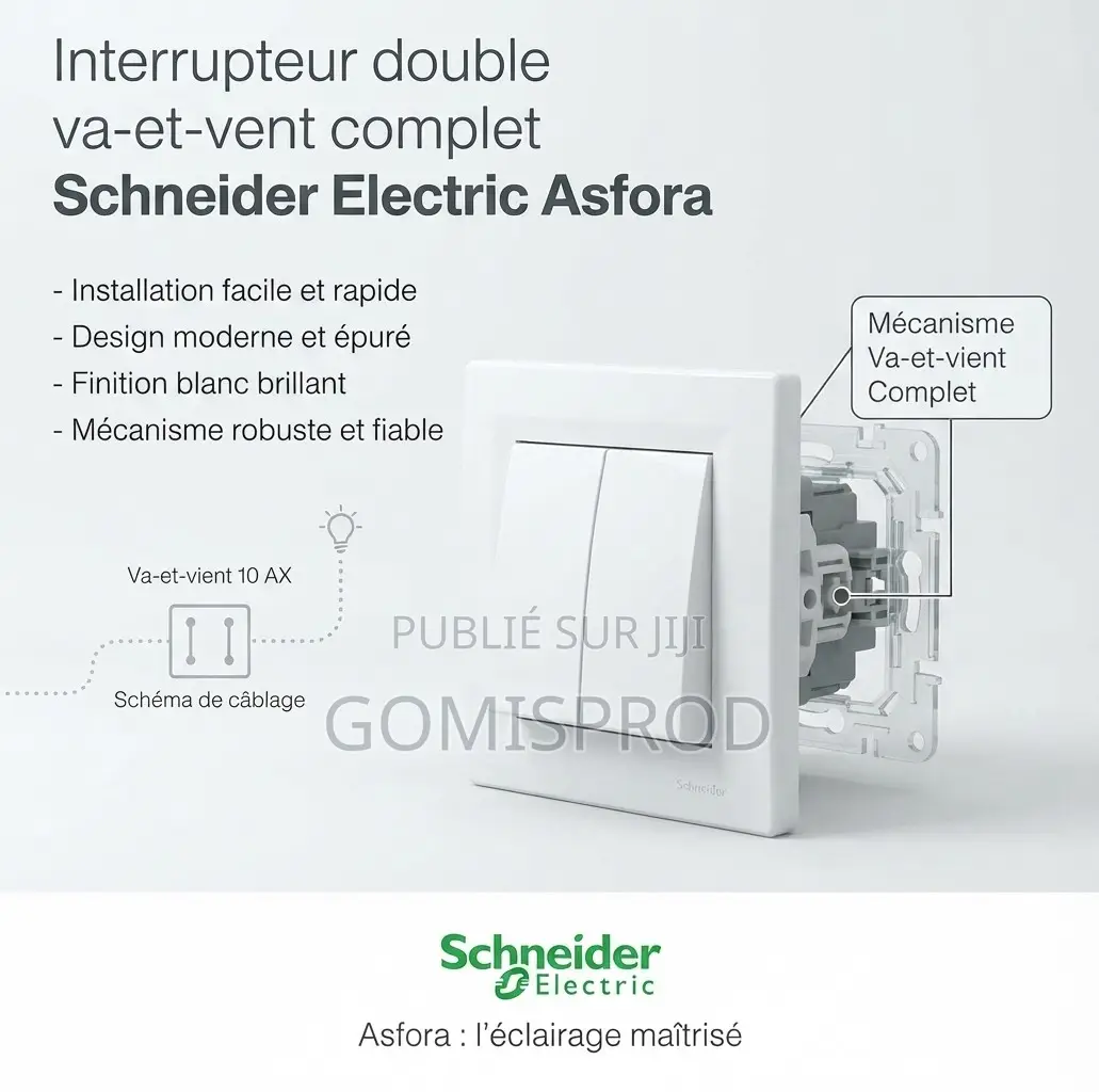Interrupteur Double Va-Et-Vient Schneider Electric Asfora Blanc
