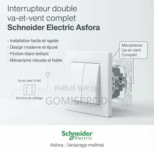 Interrupteur Double Va-Et-Vient Schneider Electric Asfora Blanc