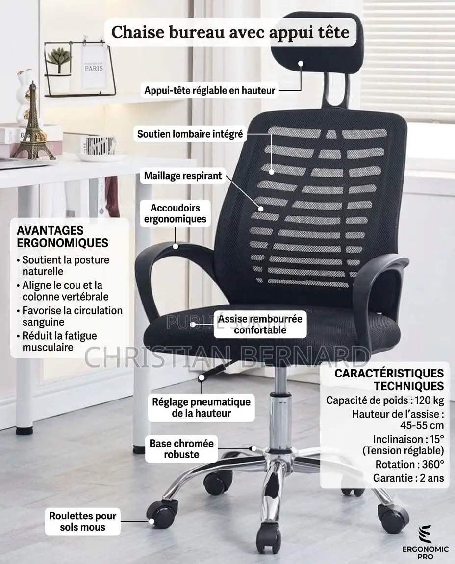 Chaise Bureau Avec Appuie Tête