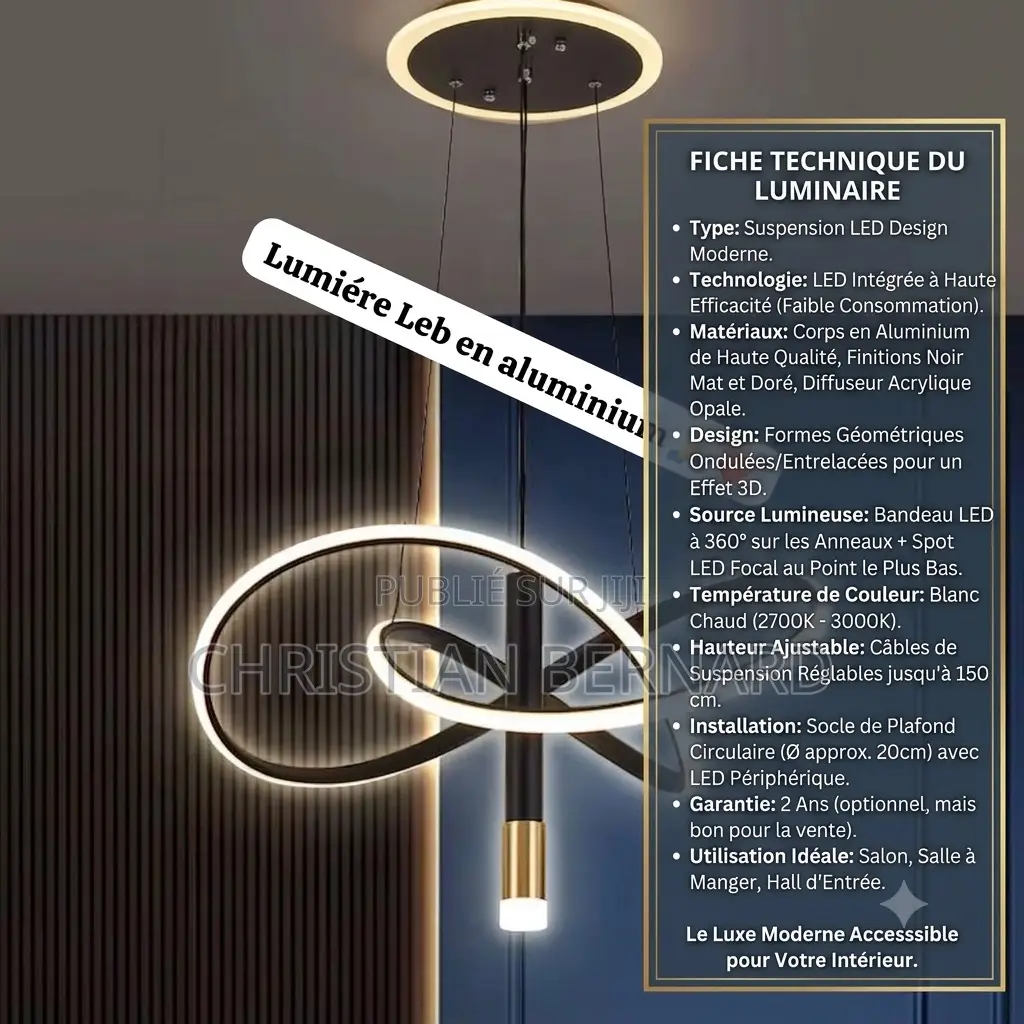 Lustre Suspendu LED Design Contemporain – Édition Luxe