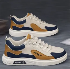 Baskets Sneakers Tricolore Beige Bleu Camel