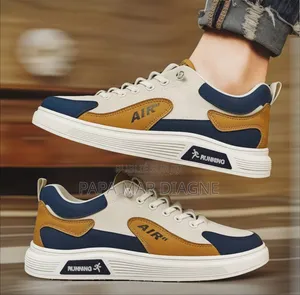 Baskets Sneakers Tricolore Beige Bleu Camel