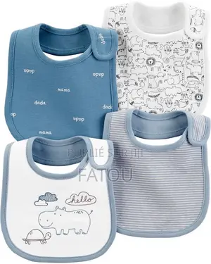 LOT DE 4 BAVOIRS BÉBÉ NEUFS 100% COTON - Mixte 0-12 Mois - Dakar