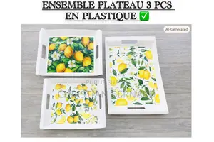 Ensemble De 3 Plateaux De Service – Motif Citron Fraîcheur Élégance