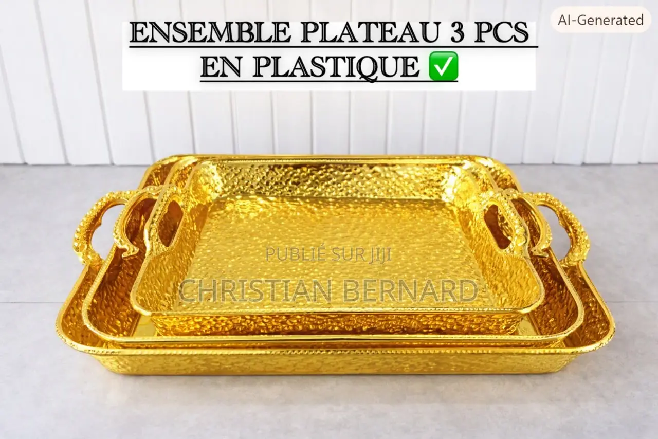 Ensemble De 3 Plateaux De Service Dorés – Chic, Prestige Praticité