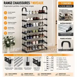 Étagère À Chaussures Verticale 7 Niveaux – Métal