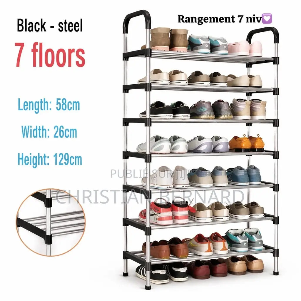 Étagère À Chaussures Verticale 7 Niveaux – Métal