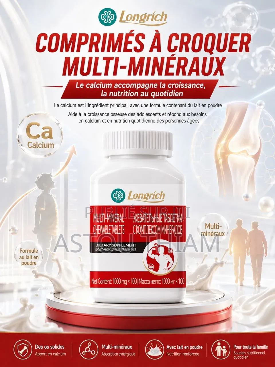 Complément Alimentaire Enrichi en Calcium Fer Et Zinc