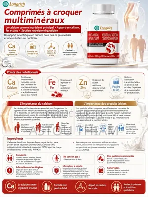 Complément Alimentaire Enrichi en Calcium Fer Et Zinc