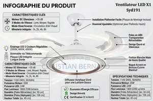 Ventilateur De Plafond LED Rétractable X1 - Syd191 : Élégance