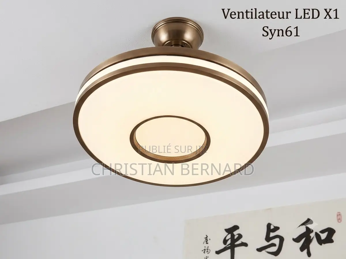 Ventilateur De Plafond Plafonnier LED – Design Doré, Silencieux