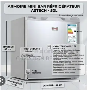 Mini Bar Réfrigérateur ASTECH 50L – Compact, Silencieux