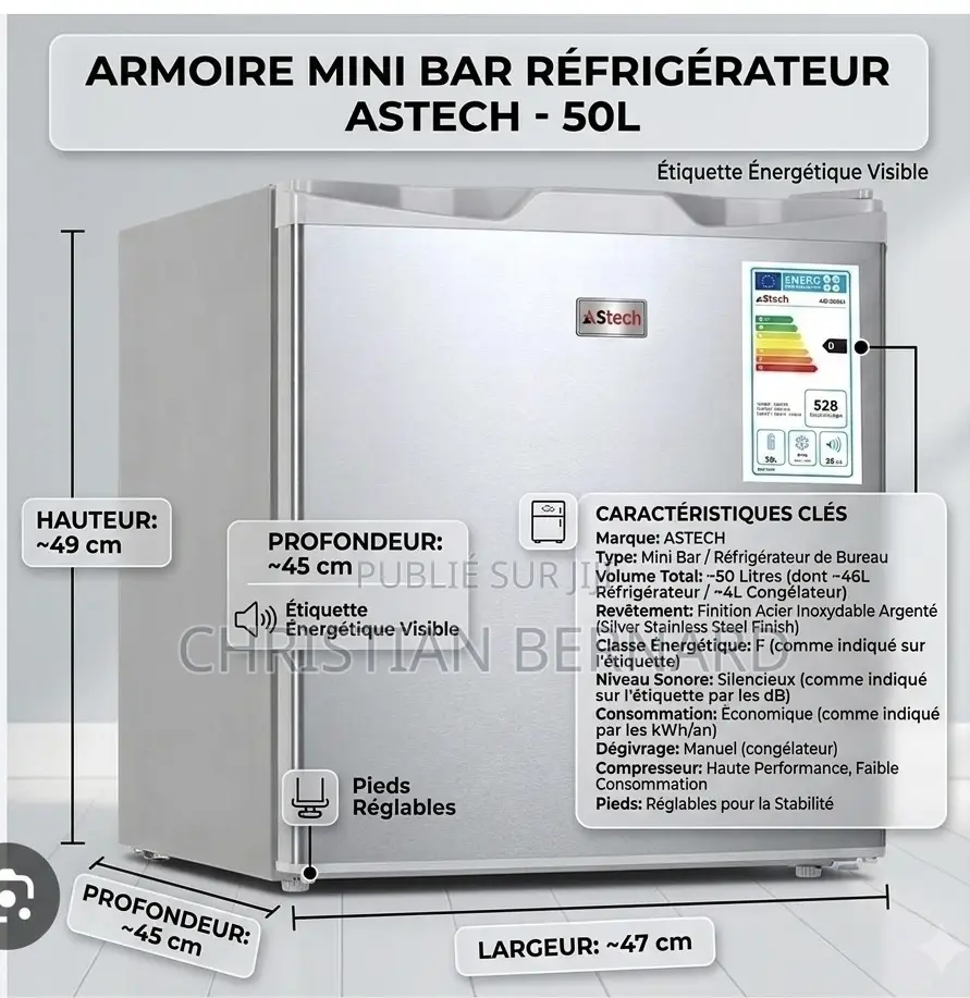 Mini Bar Réfrigérateur ASTECH 50L – Compact, Silencieux
