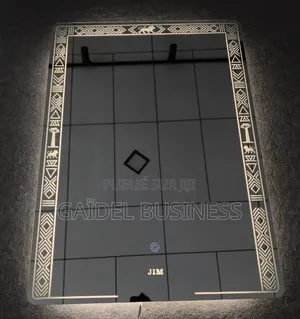 Miroir LED Mural Design Luxe - Motifs Gravés Bouton Tactile (Neuf)