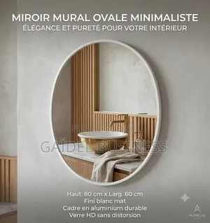 Miroir Mural Ovale Design – Cadre Blanc (50 X 70 Cm)
