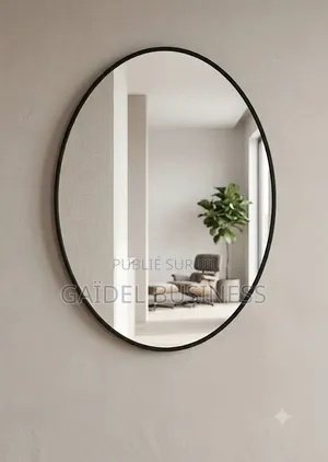 Miroir Mural Ovale 50 X 70 Cm – Cadre Fin Noir Mat
