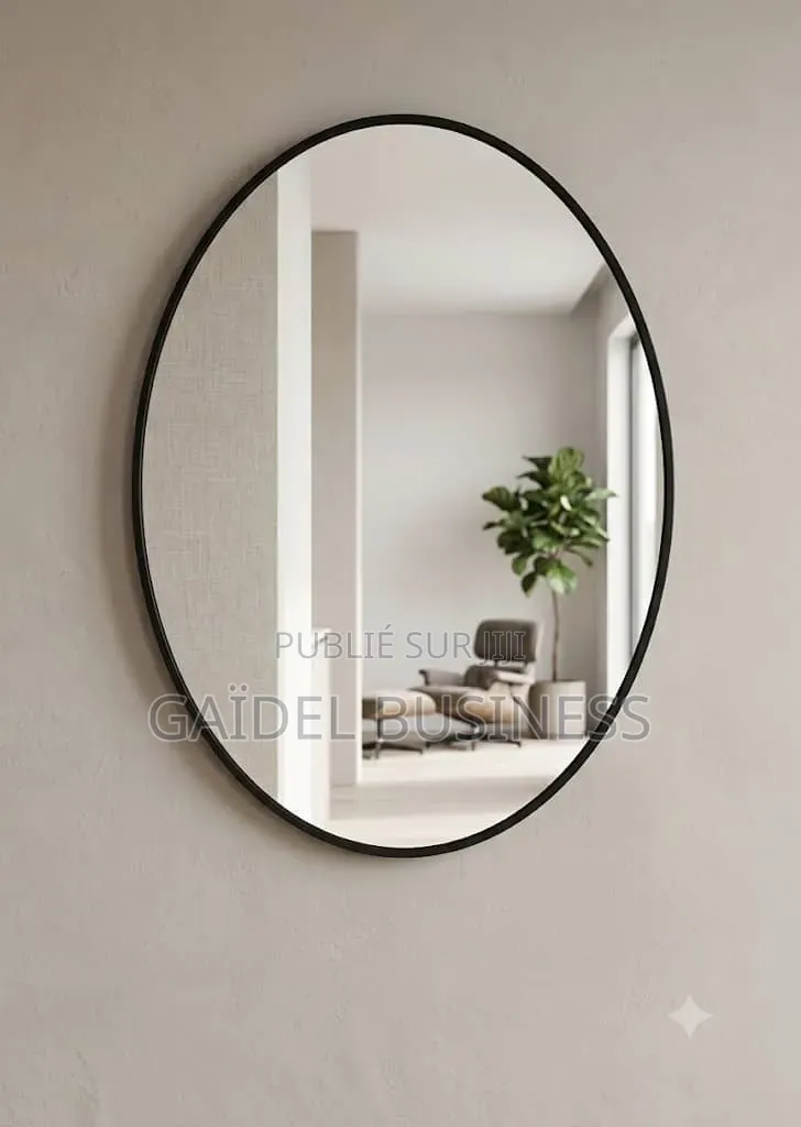 Miroir Mural Ovale 50 X 70 Cm – Cadre Fin Noir Mat
