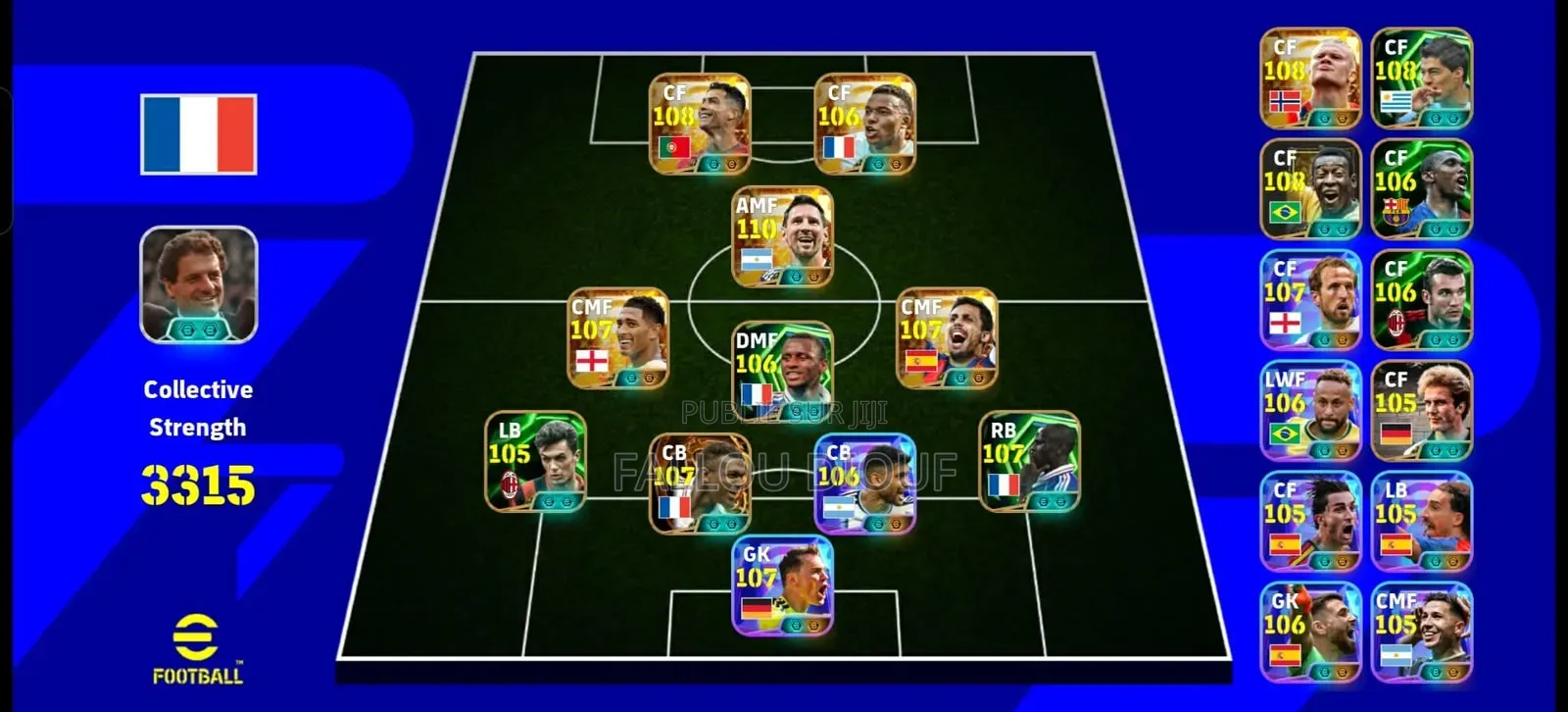 Big Compte Efootball Player Word Cup Cr7 X Messi X Mbappe