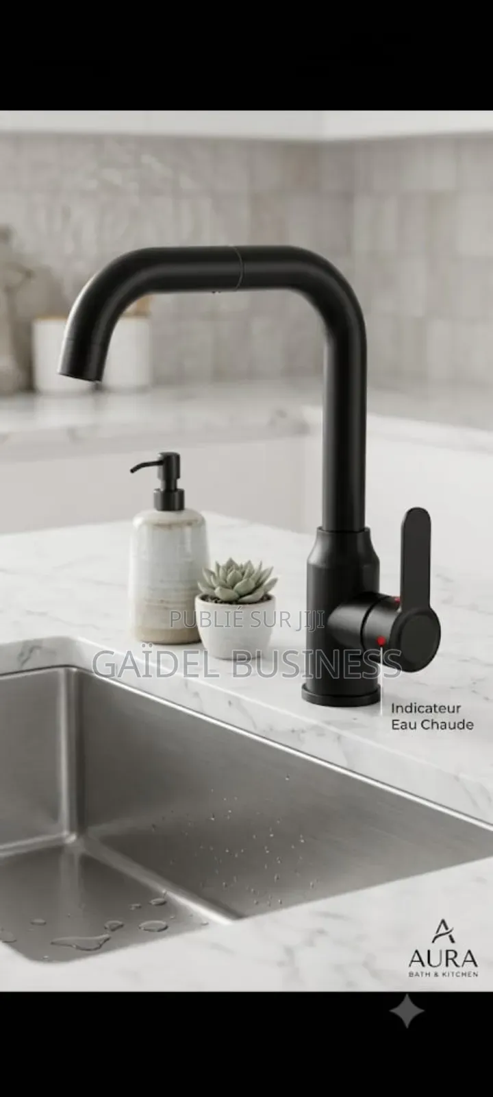 DRobinet Mitigeur De Cuisine Et Lavabo Noir Mat
