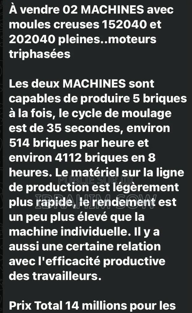 Machines a Brique Tout Neuf