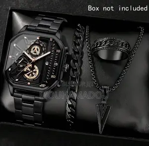 Ensemble 4 Pièces Montre,collier,bague Et Bracelet