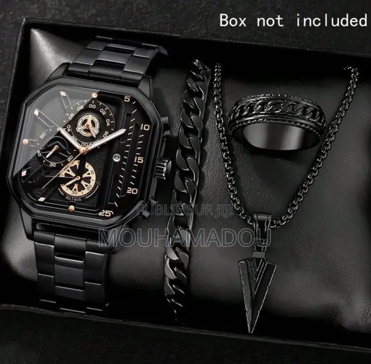 Ensemble 4 Pièces Montre,collier,bague Et Bracelet
